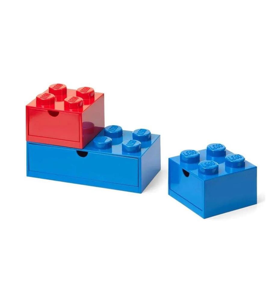Lot de 2 tiroirs de bureau 158 x 158 x 113 mm (chaque tiroir) - Bleu & Rouge