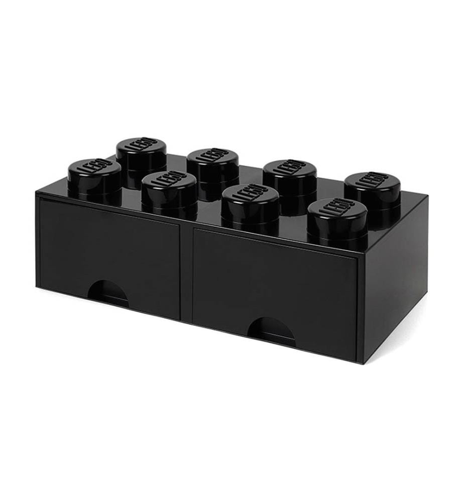 Storage Brick 8 Blocks with 2 Drawers - 316 x 158 x 113 mm - Black