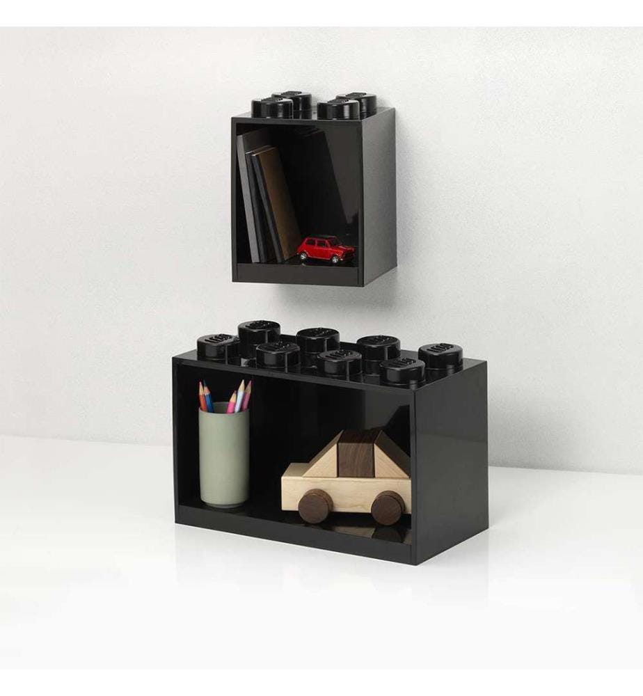 Set of 2 Shelves 4 + 8 Blocks - Black