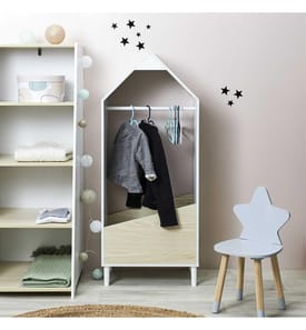 Penderie Enfant M1 - 48 x 116 x 30 Cm - Beige Blanc