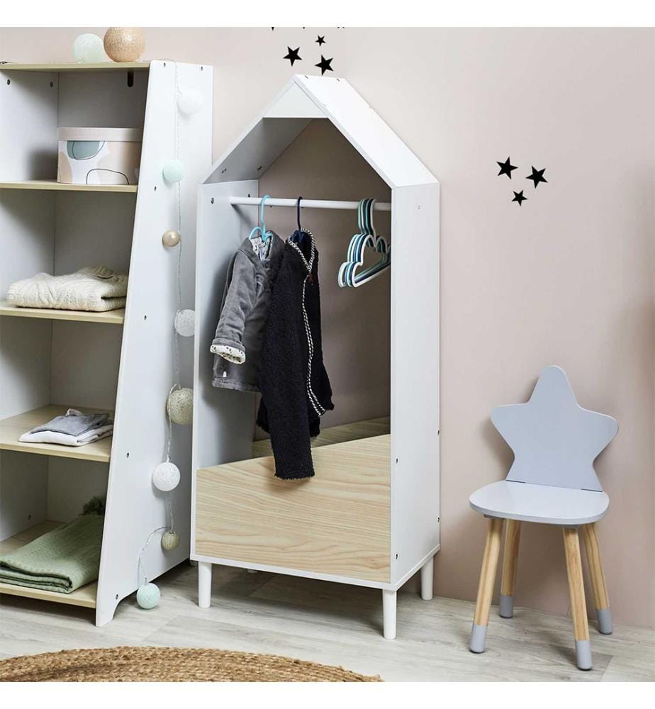 Kleiderschrank für Kinder M1 - 48 x 116 x 30 Cm - Beige Weiss