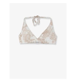 Gaia Bikini-Oberteil mit Dschungel-Ozean-Print - Beige und Weiss