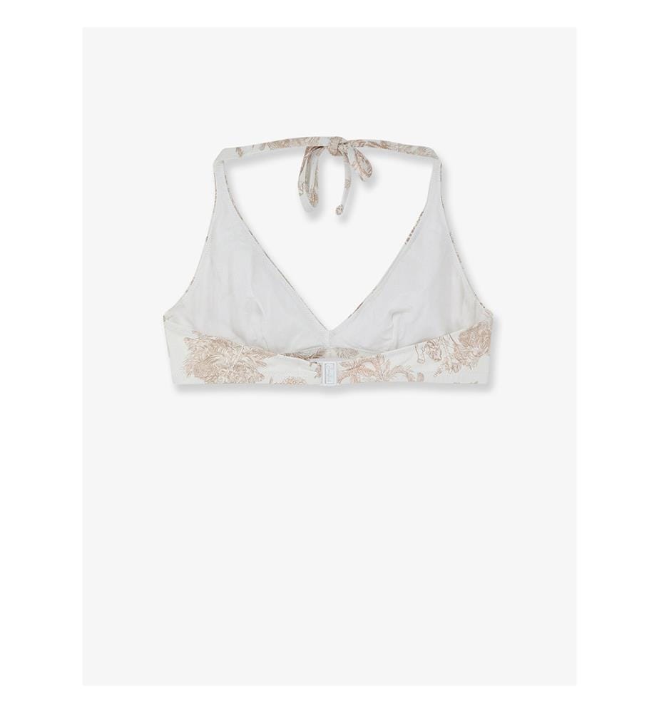 Gaia Bikini-Oberteil mit Dschungel-Ozean-Print - Beige und Weiss