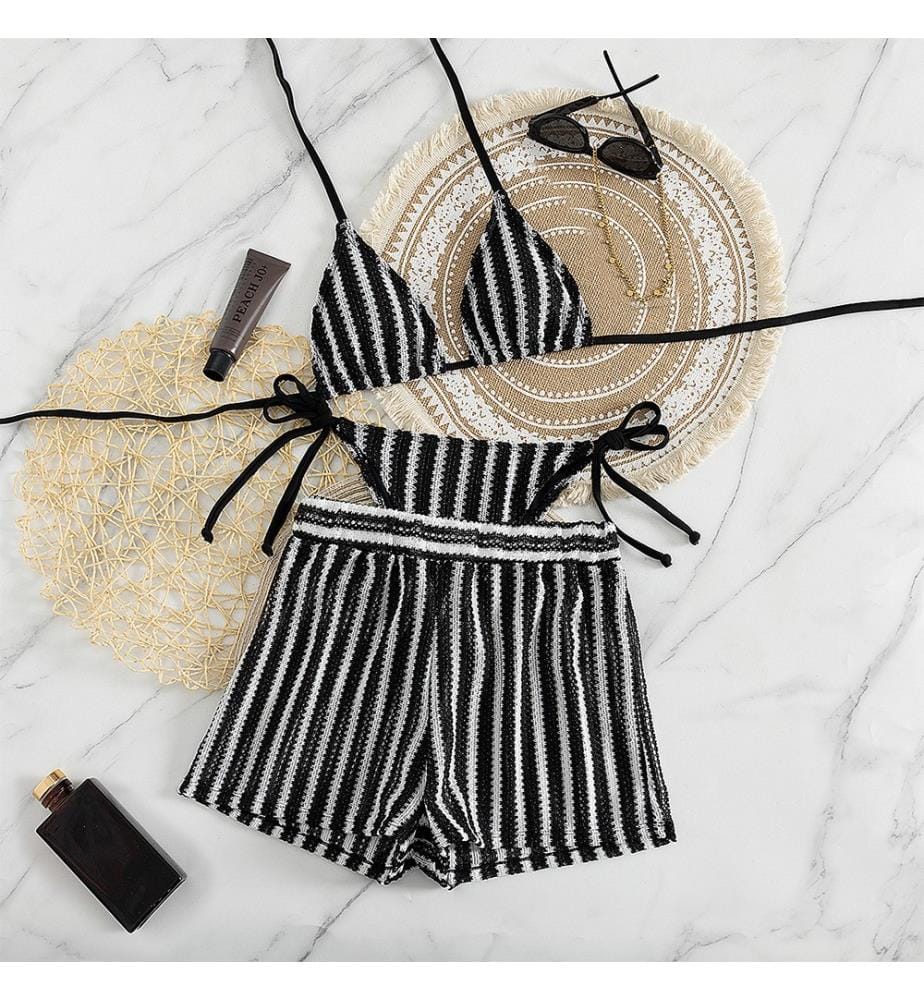 Set da spiaggia a 3 pezzi - Nero