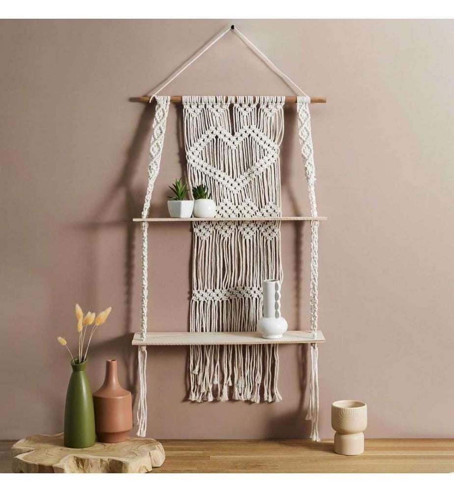 Deco Regal Doppel Boho M6 - Creme und Hellbraun