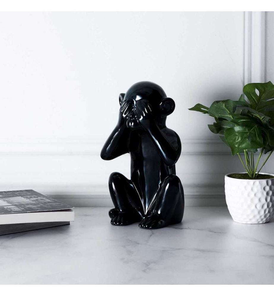 Statua di scimmia nera H28 cm M6 - Nero