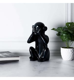 Statue Affe Schwarz H28 cm M6 - Schwarz