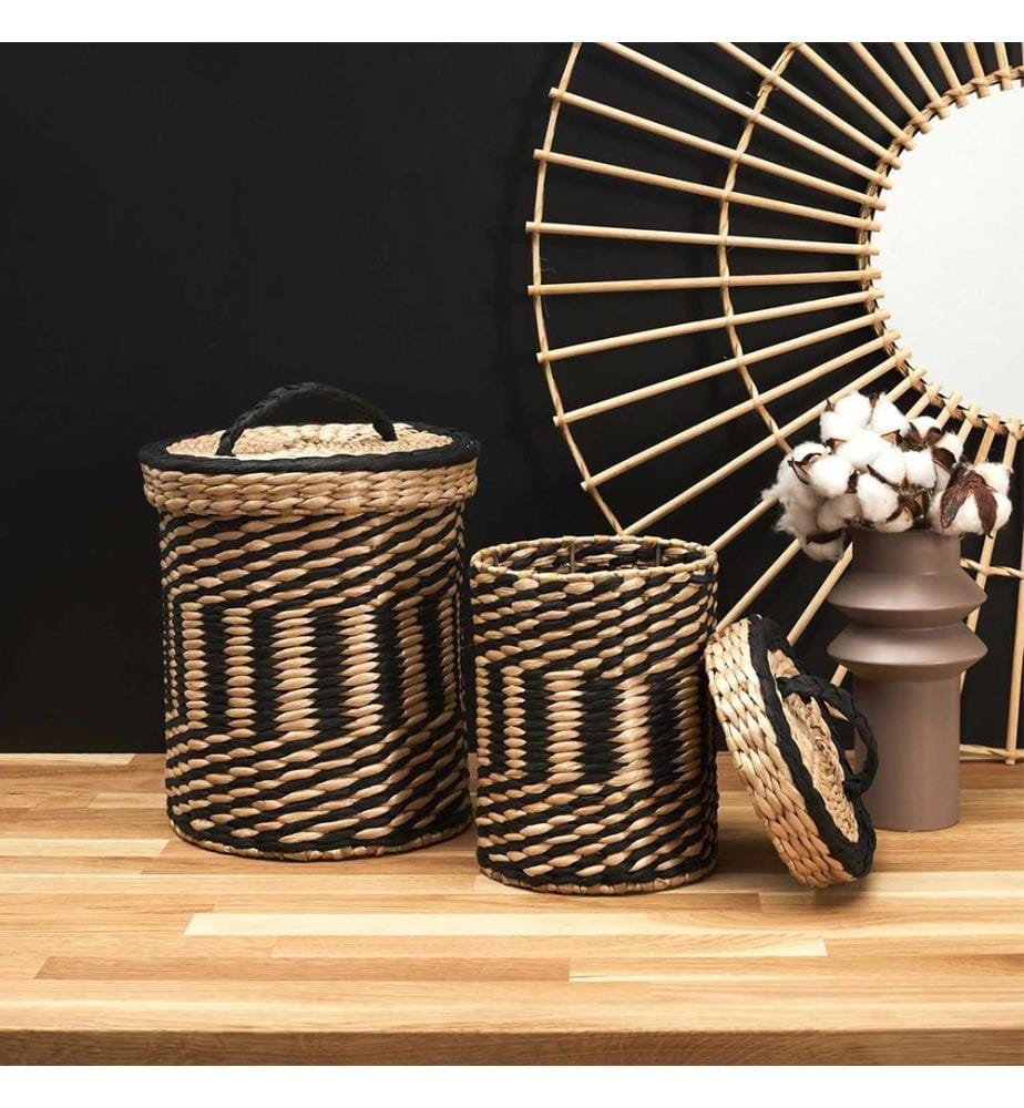 Set of 2 storage baskets - black and nature