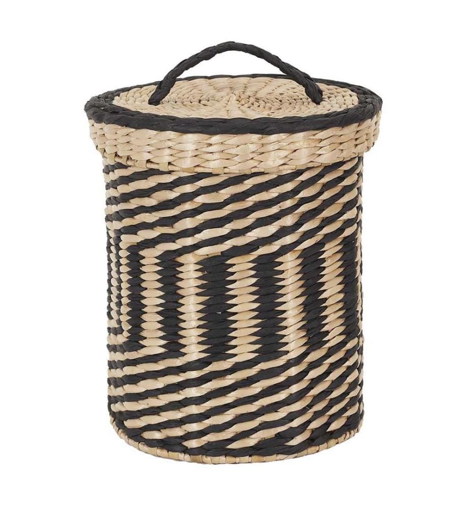 Set of 2 storage baskets - black and nature