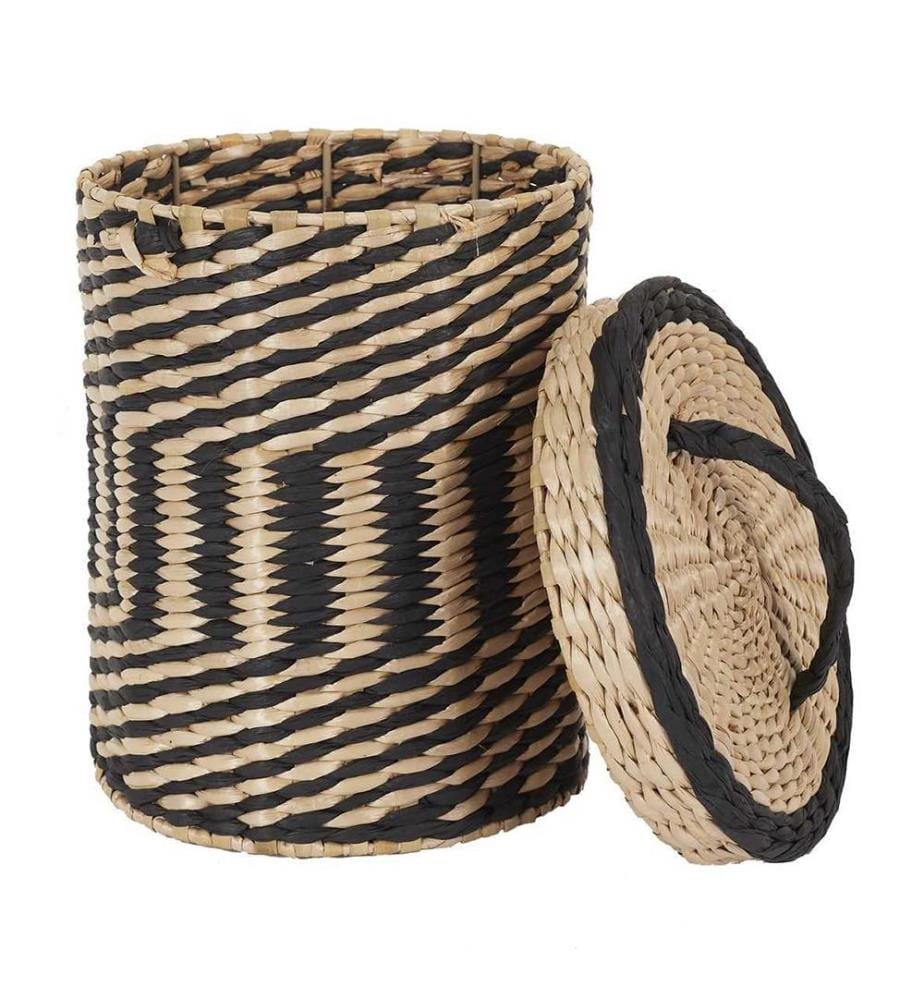 Set of 2 storage baskets - black and nature