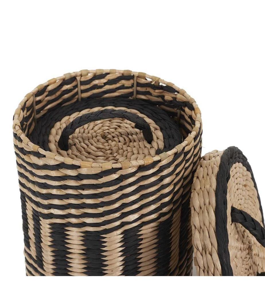 Set of 2 storage baskets - black and nature