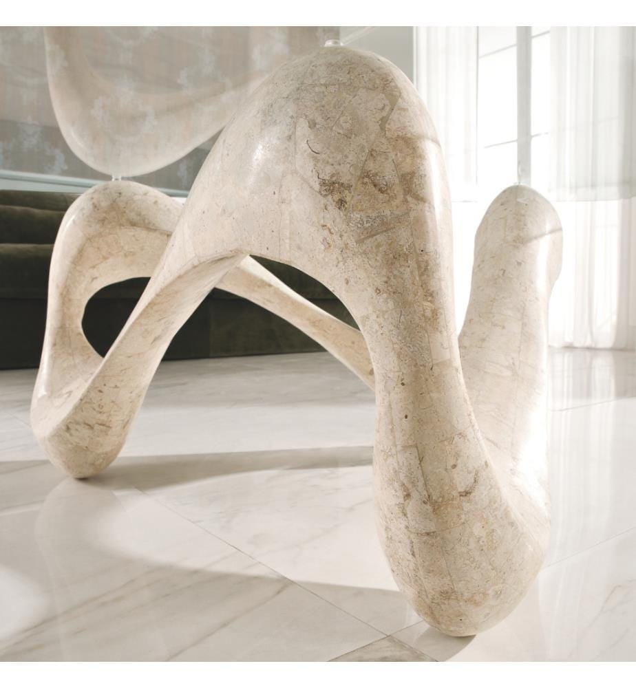 Tetris Fossil Stein Couchtisch 80x 41,5 cm Glasplatte 100x100 cm