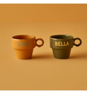 Set Espressotassen 105 ml (2 Stück) - Senf und Grün
