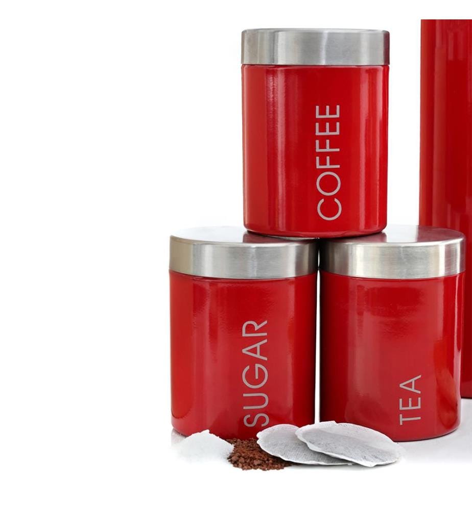 Tee-Kaffee-Zucker-Set - Rot
