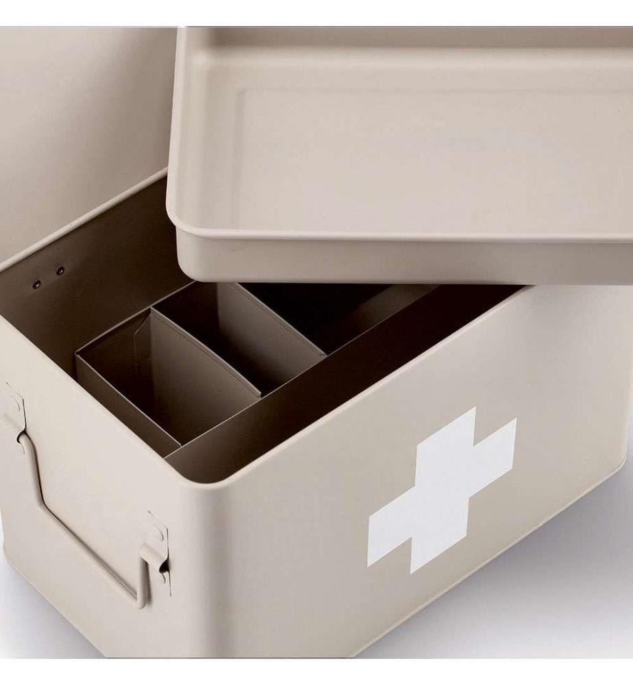 Boîte à Médicaments en Métal - Beige