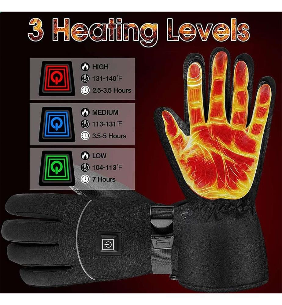 Warmer Winterhandschuh elektrisch aufladbar mit 3 Modi - Schwarz