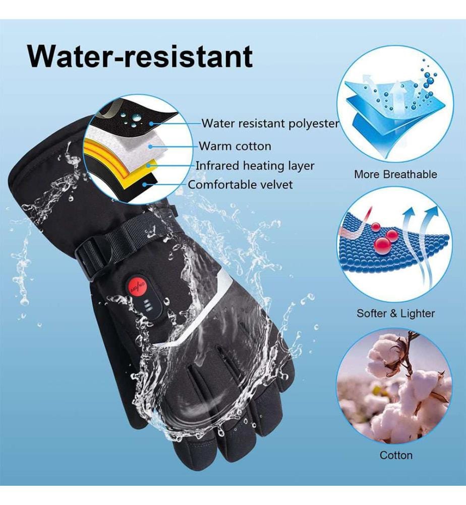 Elektrisch beheizte, wiederaufladbare Unisex-Handschuhe - Schwarz