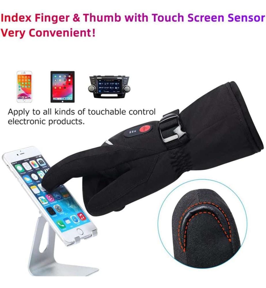 Elektrisch beheizte, wiederaufladbare Unisex-Handschuhe - Schwarz