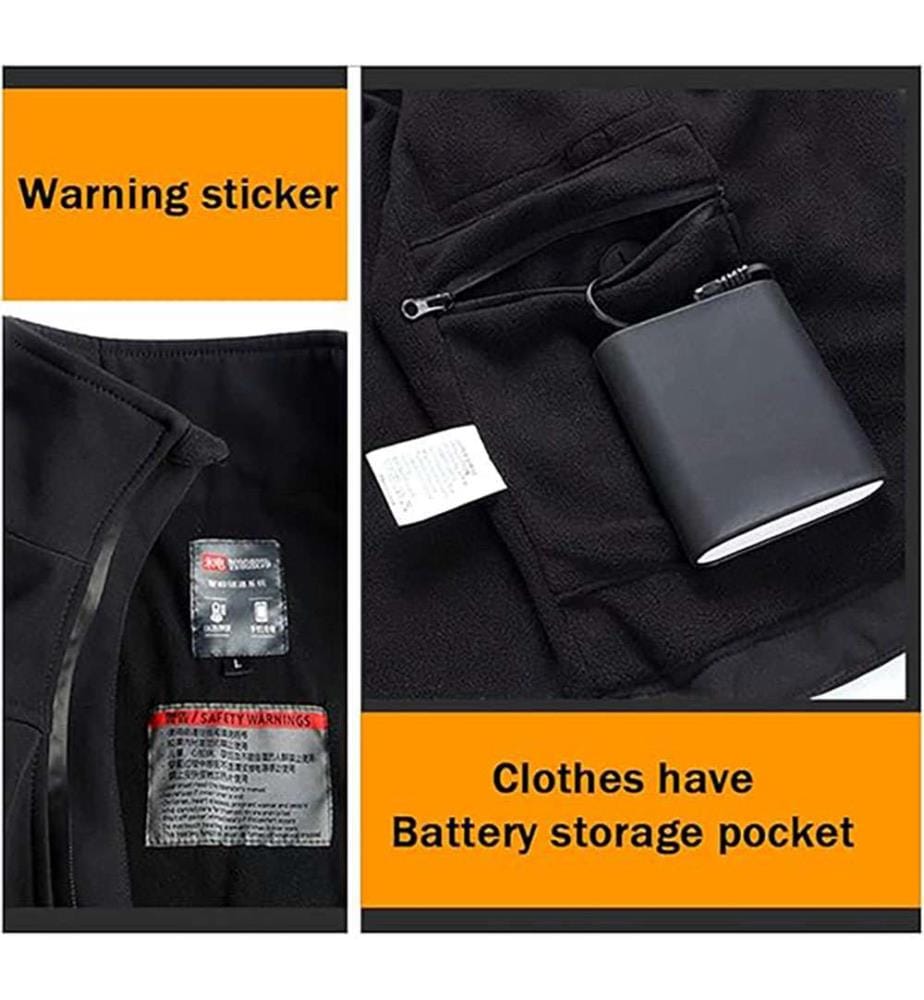Elektrisch beheizbare Jacke aus Kohlefaser - Schwarz