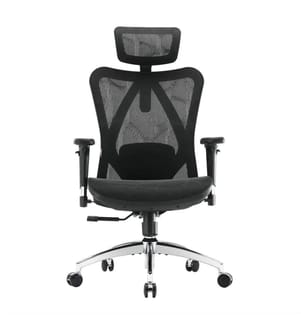 Ergonomischer Bürostuhl mit Kopfstütze - Schwarz