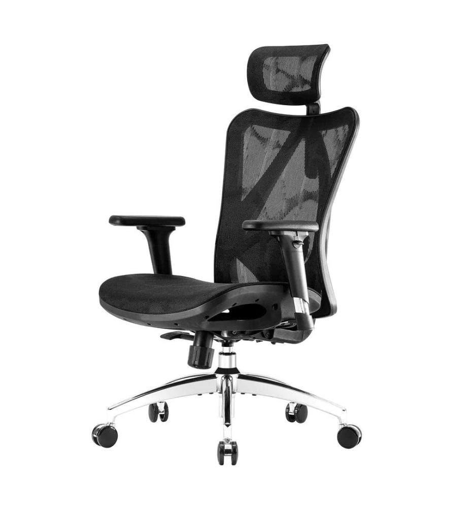 Ergonomischer Bürostuhl mit Kopfstütze - Schwarz