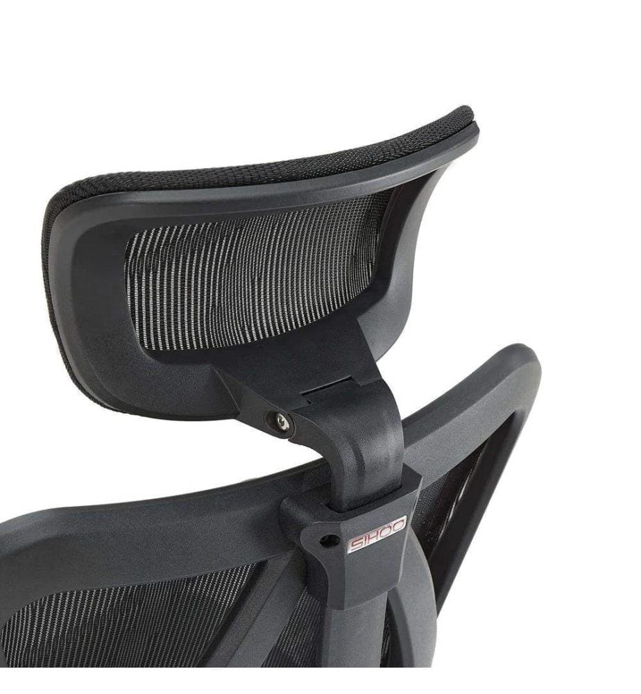 Ergonomischer Bürostuhl mit Kopfstütze - Schwarz