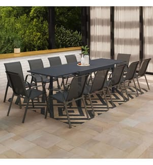 Erweiterbare Gartenmöbel 12-Sitzer aus Polywood - Grau