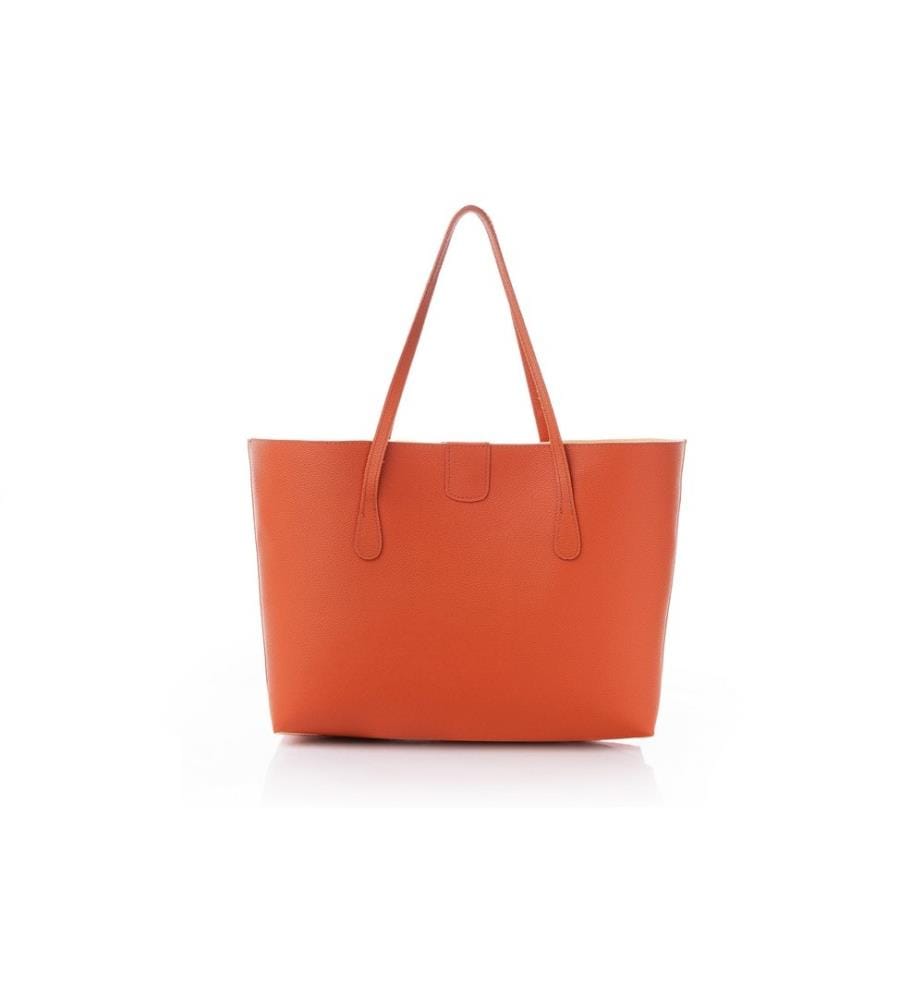 Sac fourre-tout, rouge tuile, 100% cuir polyvinylique