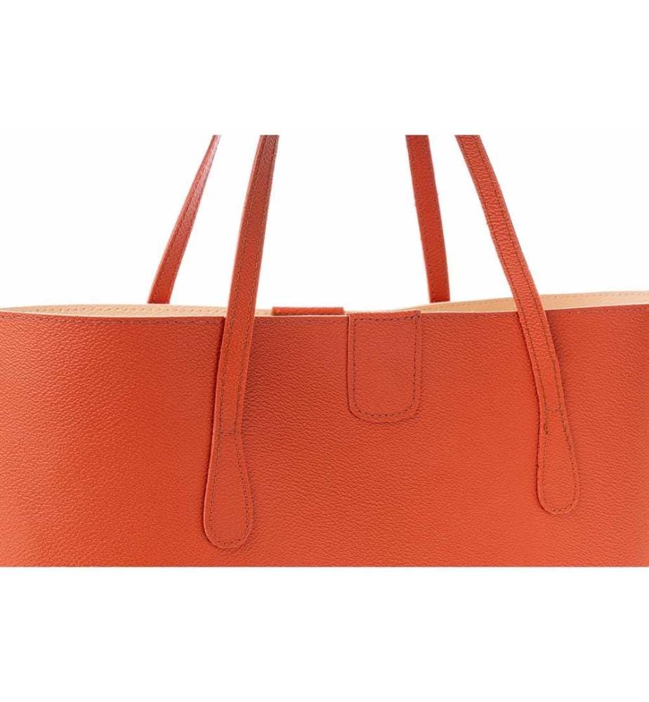Sac fourre-tout, rouge tuile, 100% cuir polyvinylique