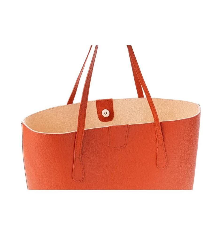 Sac fourre-tout, rouge tuile, 100% cuir polyvinylique