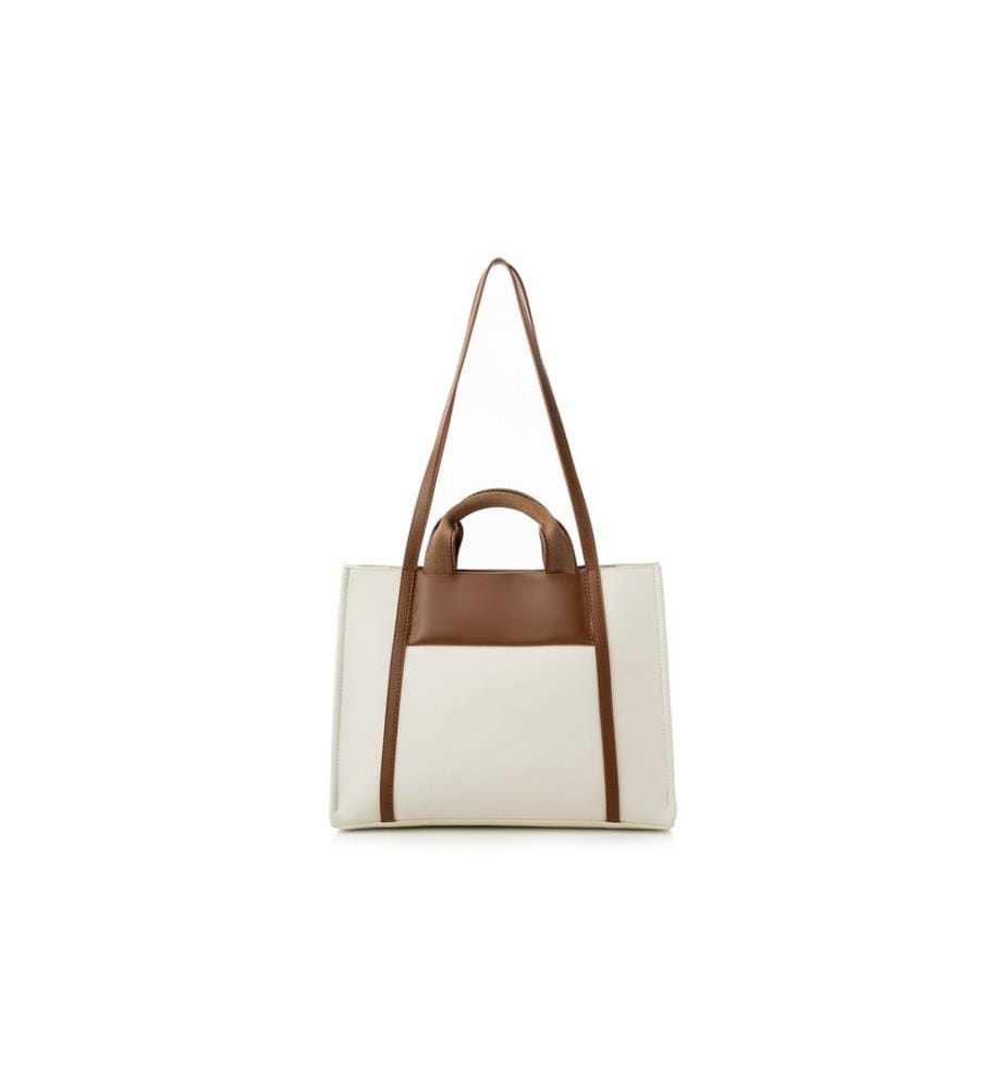 Tote Tasche, Creme, Tan, 100% Polyvinyl Leder
