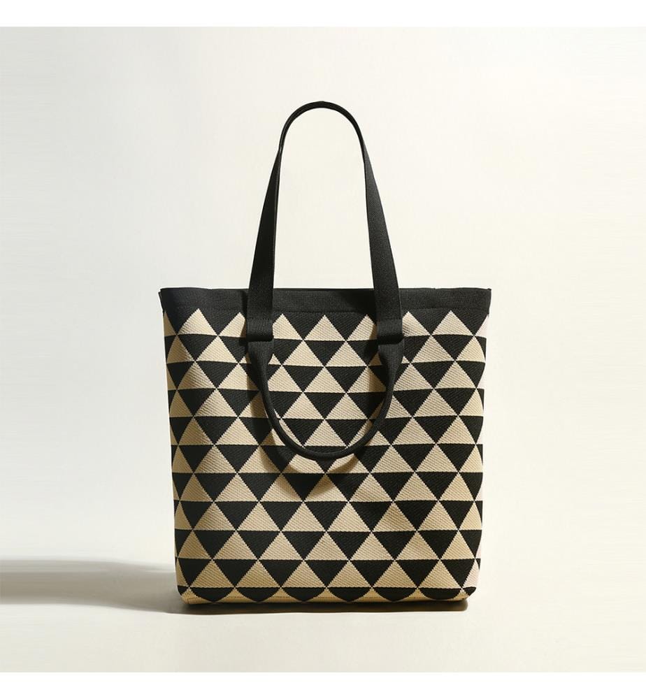 Dreieckige, karierte Tasche aus khakifarbenem Canvas - Khaki