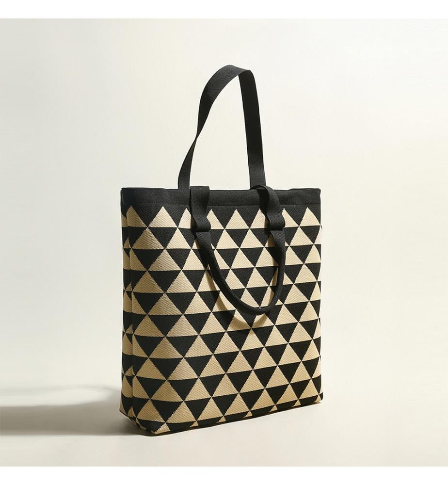 Dreieckige, karierte Tasche aus khakifarbenem Canvas - Khaki