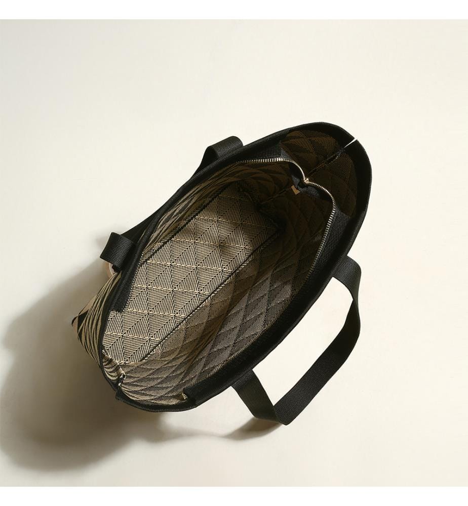Dreieckige, karierte Tasche aus khakifarbenem Canvas - Khaki