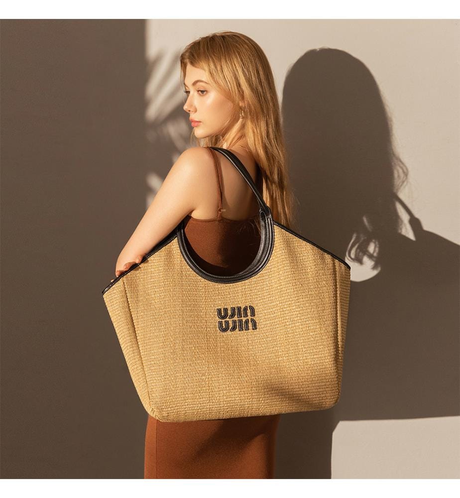 Geflochtene Tragetasche Natural Khaki - Khaki