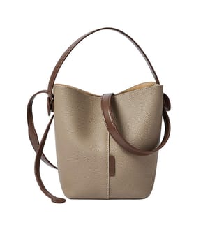 Borsa a secchiello in pelle morbida - Taupe