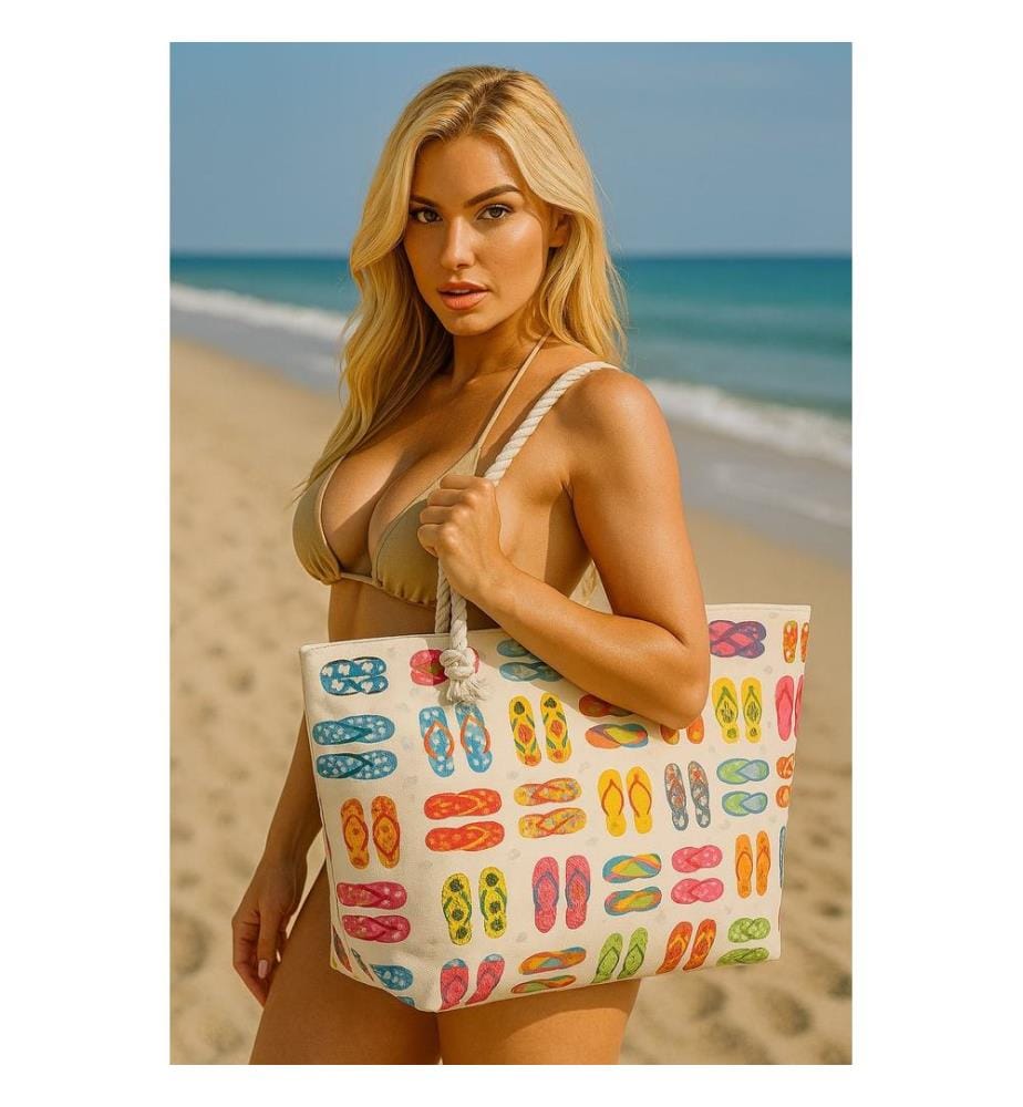Strandtasche, 100 % Polyester, mehrfarbig