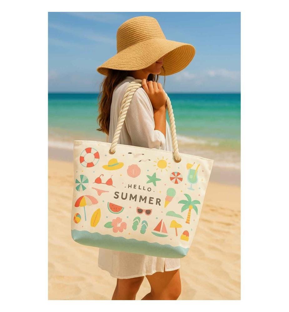 Strandtasche, 100 % Polyester, mehrfarbig