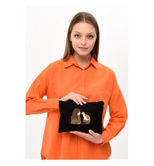 Kosmetiktasche, 100 % Baumwolle, Schwarz