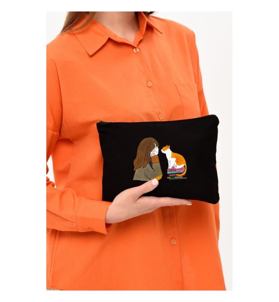 Kosmetiktasche, 100 % Baumwolle, Schwarz