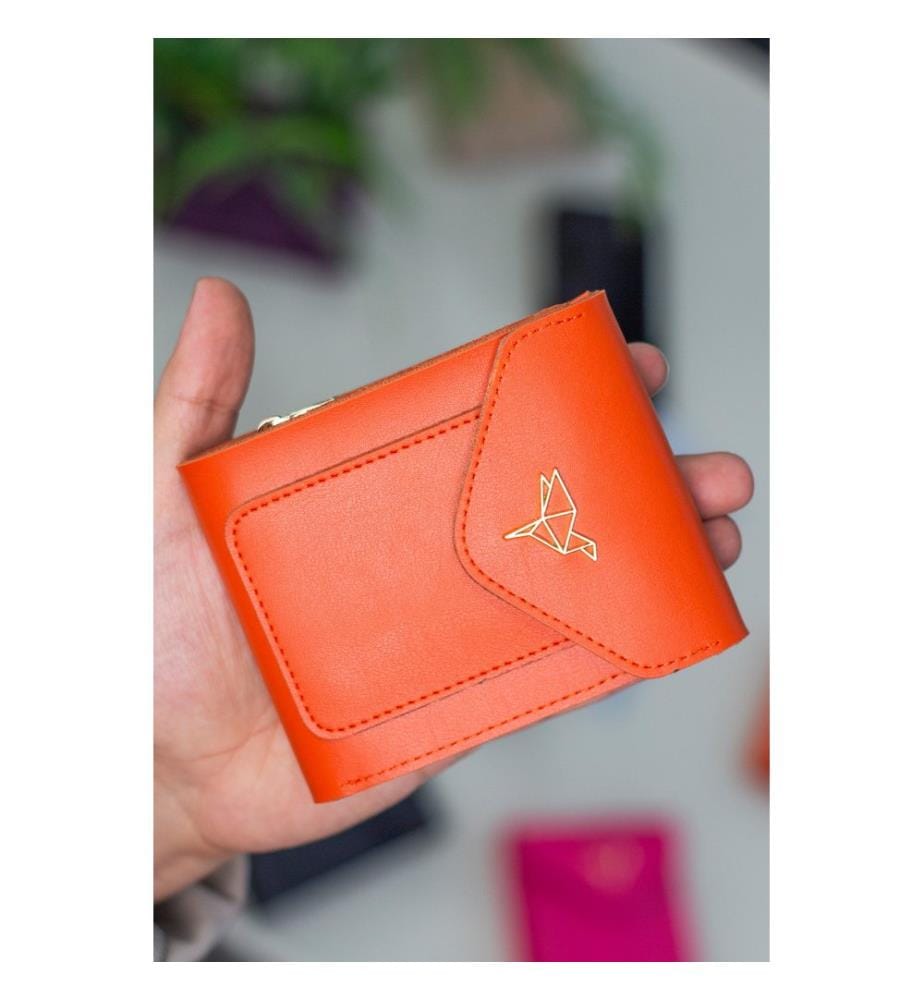 Damengeldbörse, 100 % PU-Leder, Orange