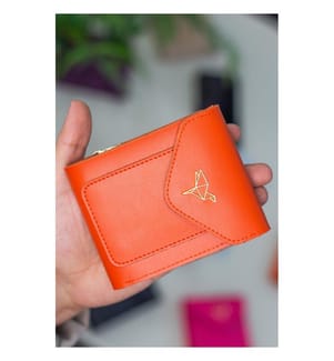 Damengeldbörse, 100 % PU-Leder, Orange