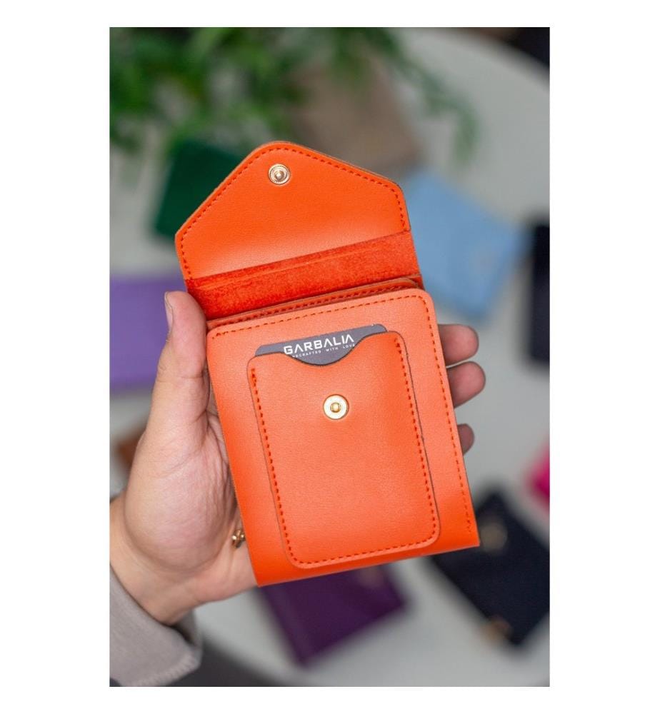 Damengeldbörse, 100 % PU-Leder, Orange