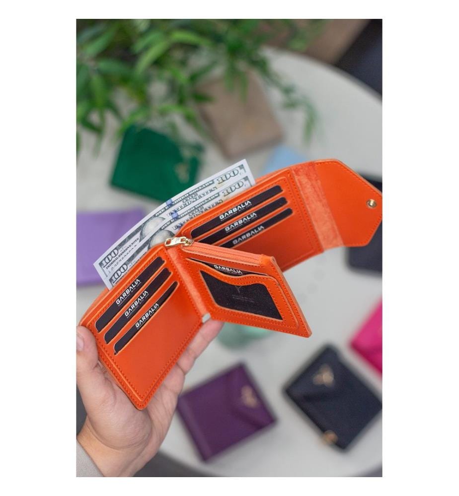 Damengeldbörse, 100 % PU-Leder, Orange
