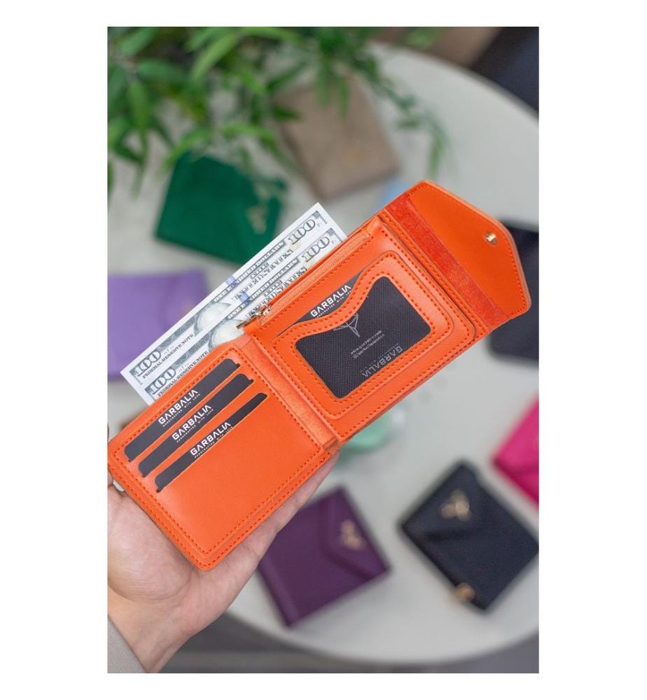 Damengeldbörse, 100 % PU-Leder, Orange