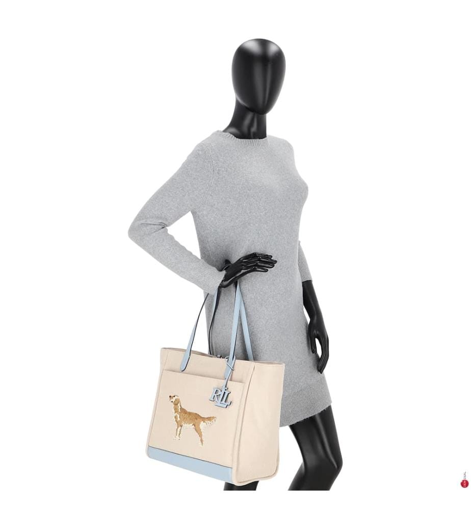 Tote Bag mit Hundemotiv - Beige & Hellblau