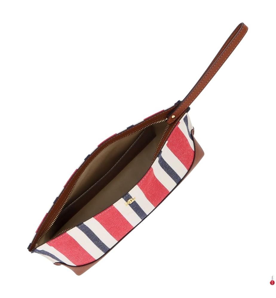 Gestreifte Leinentasche - Rot & Marineblau & Beige