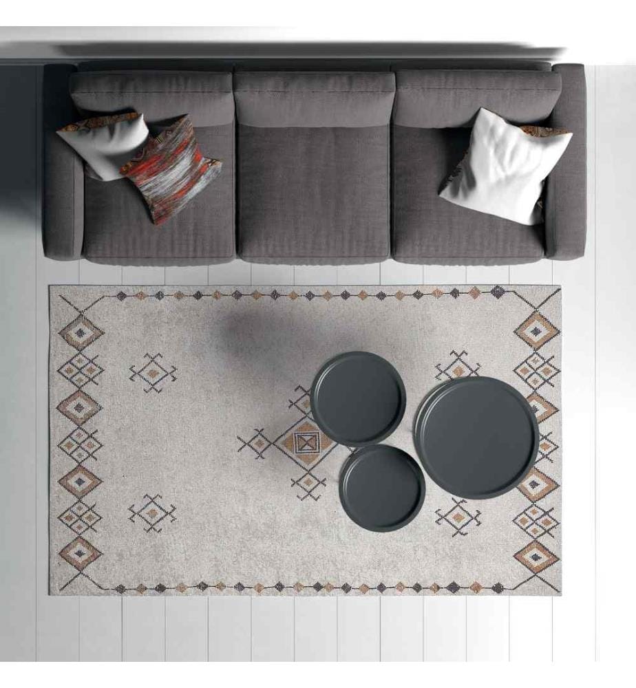 Teppich, Weiss, 70% Baumwolle - 30% Polyester, 160 x 230 cm