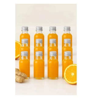 12er-Set Glasflaschen – transparent und silberfarben
