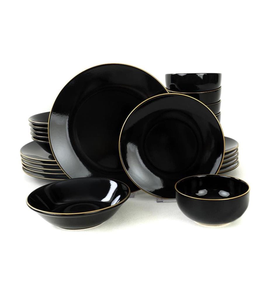 Table service (24 pieces) - Black and gold